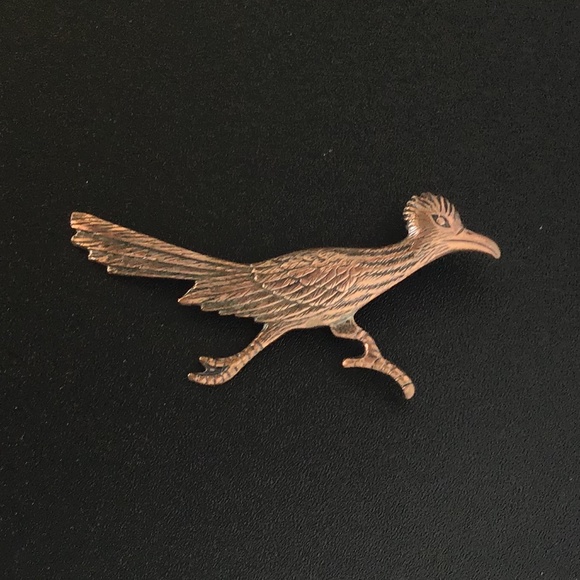 Vintage Copper Roadrunner Bird Pin Brooch - Picture 1 of 11